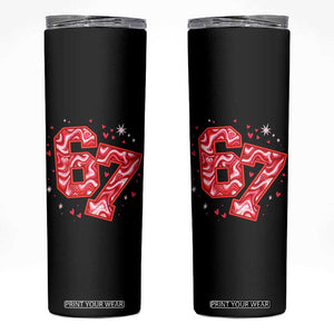 Glitch Swirl Effect Printed Six Seven Meme Skinny Tumbler Valentines Day Gift TS12 Black Print Your Wear