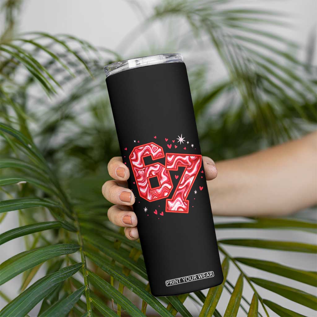 Glitch Swirl Effect Printed Six Seven Meme Skinny Tumbler Valentines Day Gift TS12 Print Your Wear