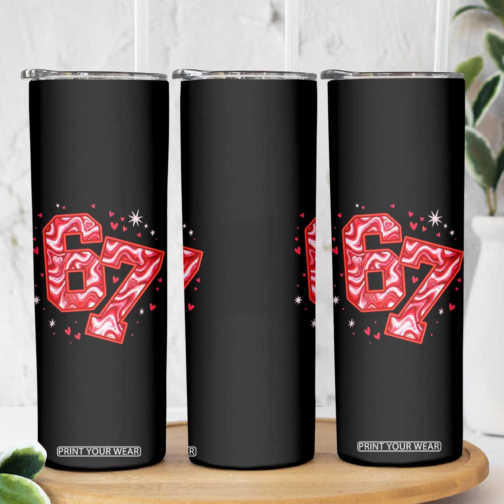 Glitch Swirl Effect Printed Six Seven Meme Skinny Tumbler Valentines Day Gift TS12 Print Your Wear