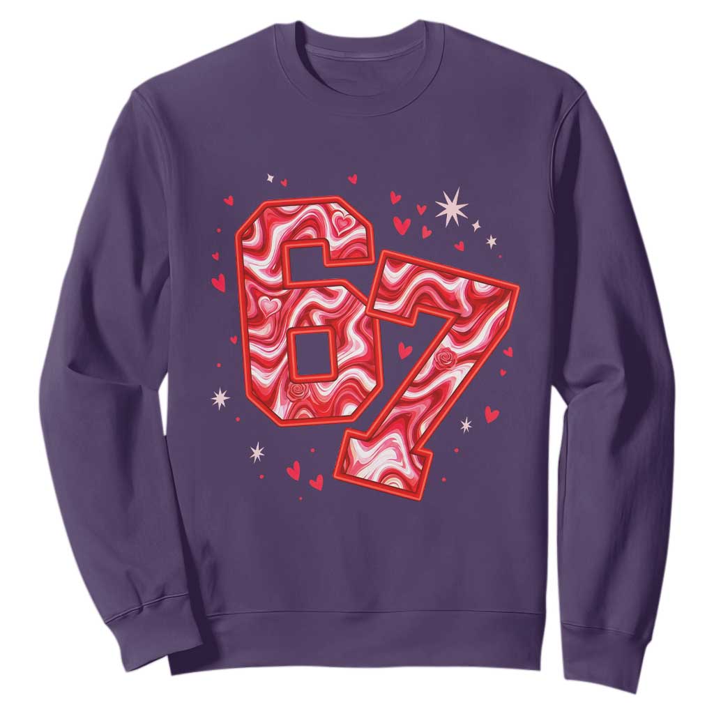 Glitch Swirl Effect Printed Six Seven Meme Sweatshirt Valentines Day Gift TS12 Purple Print Your Wear