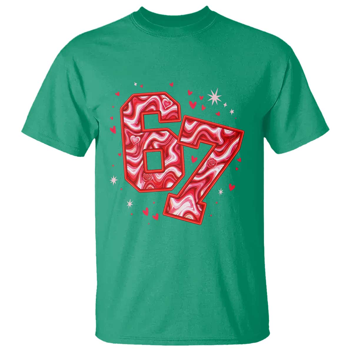 Glitch Swirl Effect Printed Six Seven Meme T Shirt Valentines Day Gift TS12 Irish Green Print Your Wear