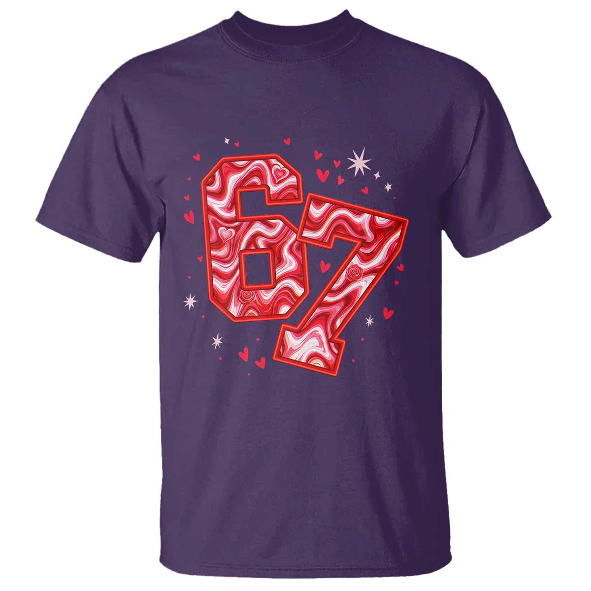 Glitch Swirl Effect Printed Six Seven Meme T Shirt Valentines Day Gift TS12 Purple Print Your Wear