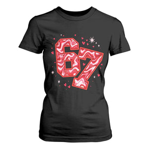 Glitch Swirl Effect Printed Six Seven Meme T Shirt For Women Valentines Day Gift TS12 Black Print Your Wear