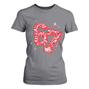 Glitch Swirl Effect Printed Six Seven Meme T Shirt For Women Valentines Day Gift TS12 Charcoal Print Your Wear