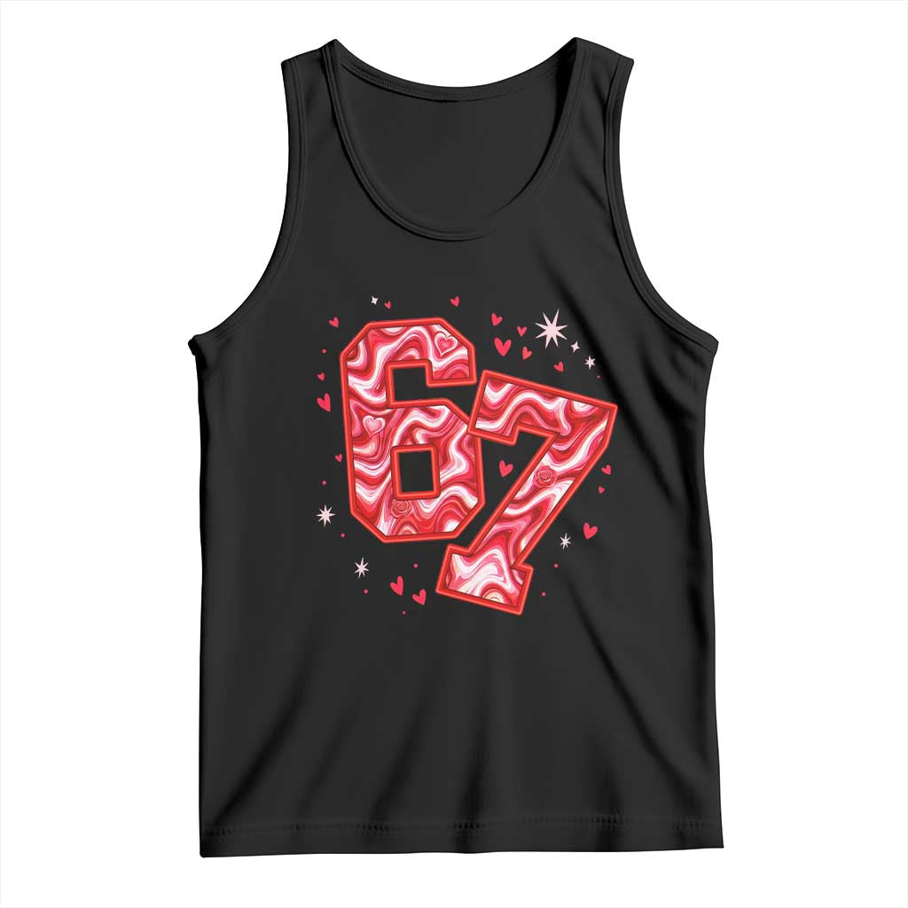 Glitch Swirl Effect Printed Six Seven Meme Tank Top Valentines Day Gift TS12 Black Print Your Wear
