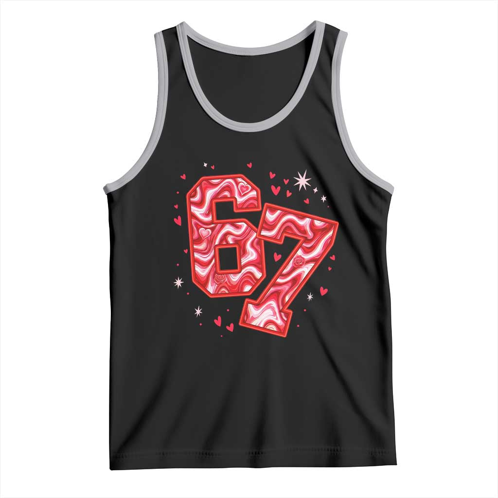 Glitch Swirl Effect Printed Six Seven Meme Tank Top Valentines Day Gift TS12 Black Athletic Heather Print Your Wear