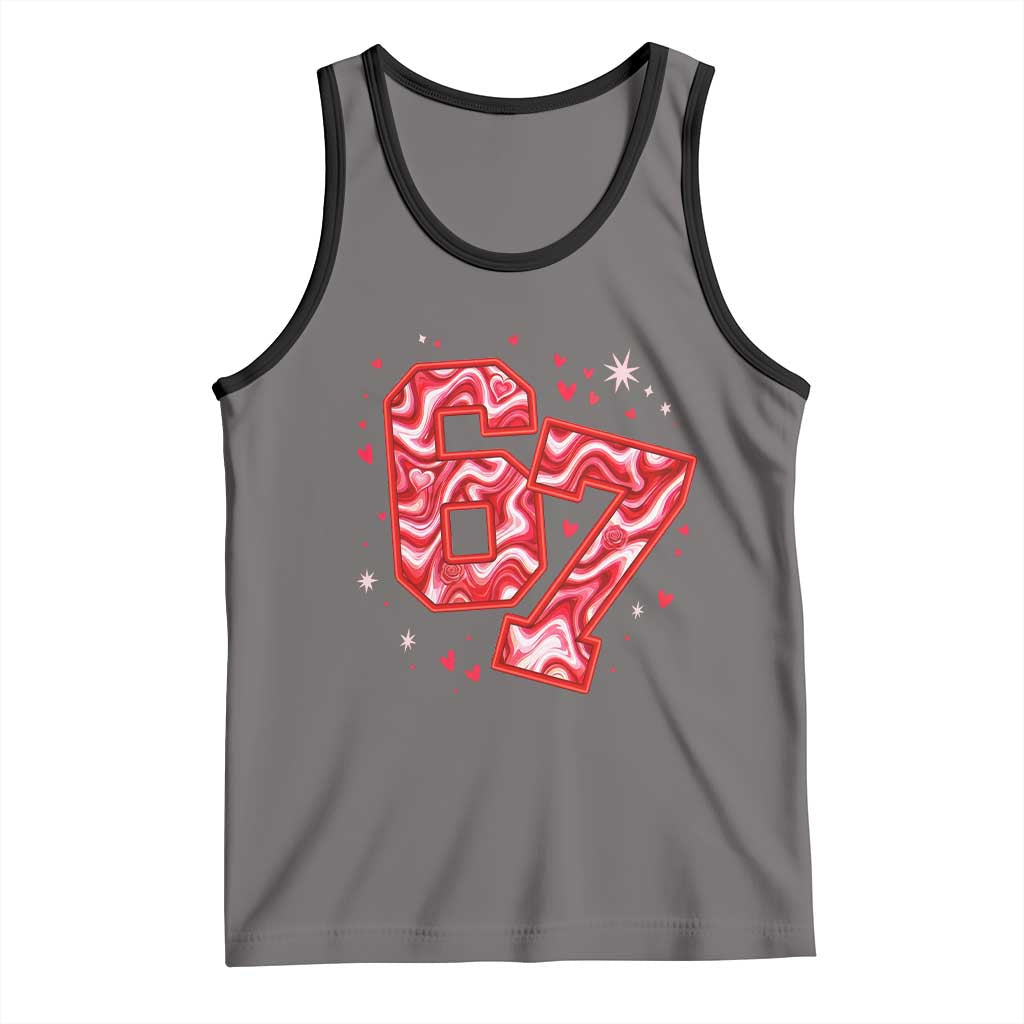 Glitch Swirl Effect Printed Six Seven Meme Tank Top Valentines Day Gift TS12 Deep Heather Black Print Your Wear