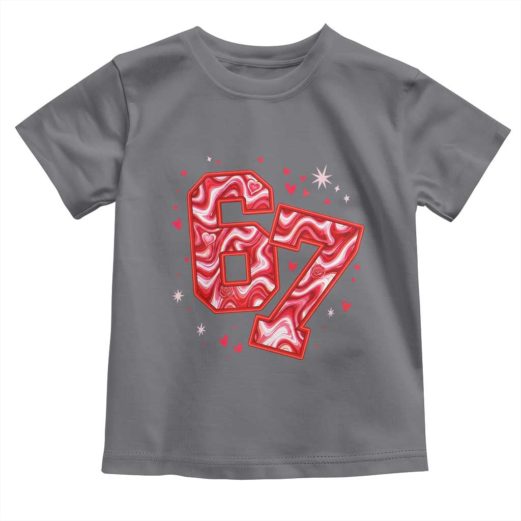 Glitch Swirl Effect Printed Six Seven Meme Toddler T Shirt Valentines Day Gift TS12 Charcoal Print Your Wear