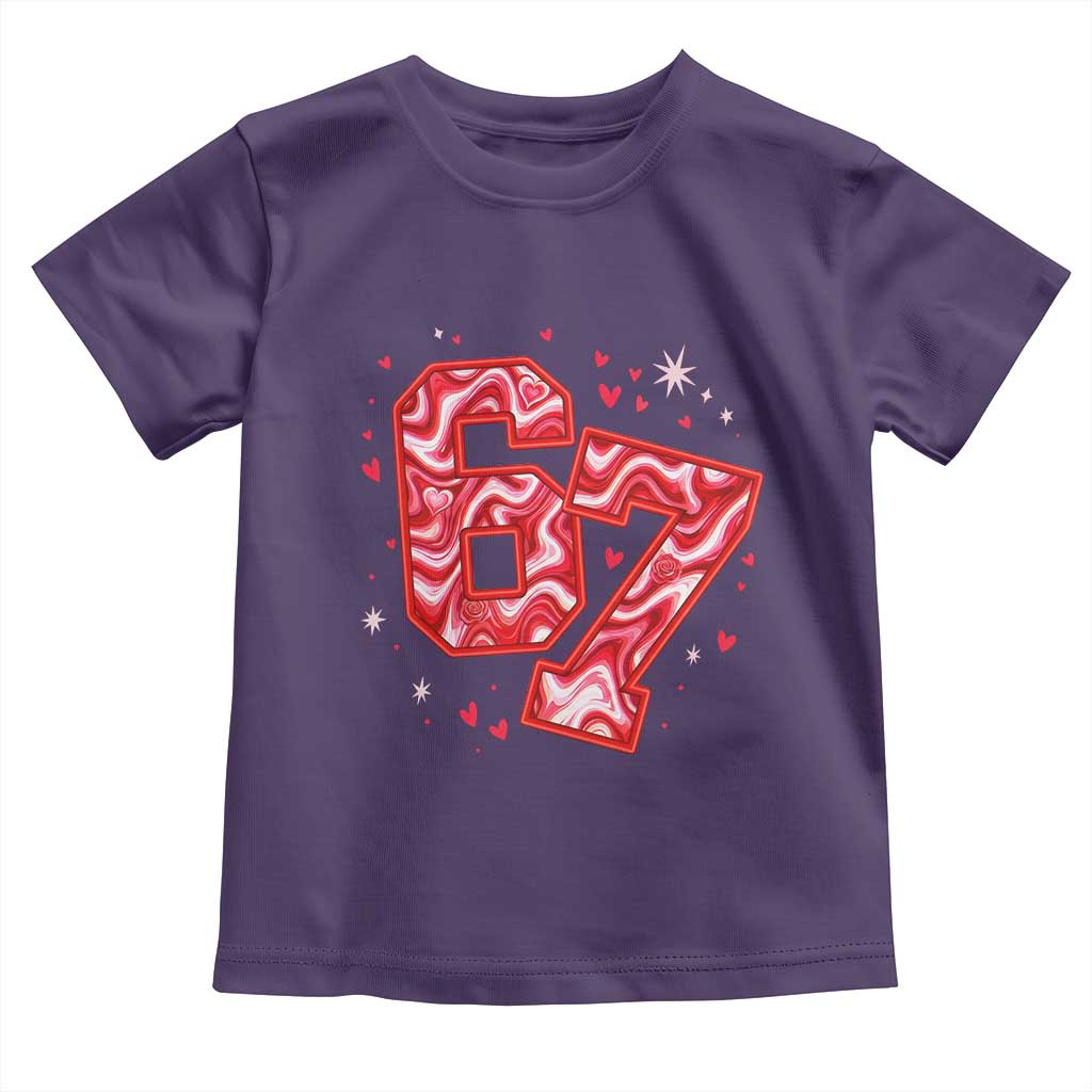 Glitch Swirl Effect Printed Six Seven Meme Toddler T Shirt Valentines Day Gift TS12 Purple Print Your Wear