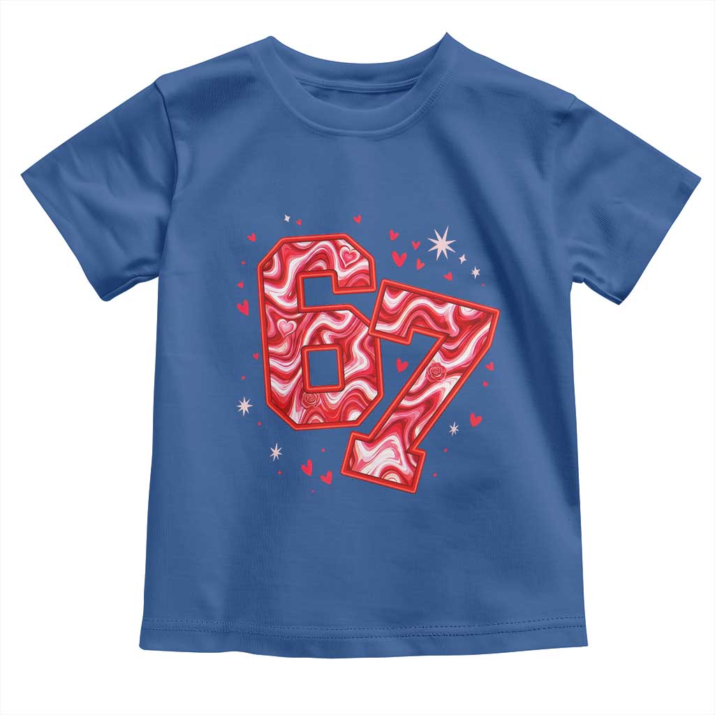 Glitch Swirl Effect Printed Six Seven Meme Toddler T Shirt Valentines Day Gift TS12 Royal Blue Print Your Wear