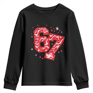 Glitch Swirl Effect Printed Six Seven Meme Youth Sweatshirt Valentines Day Gift TS12 Black Print Your Wear