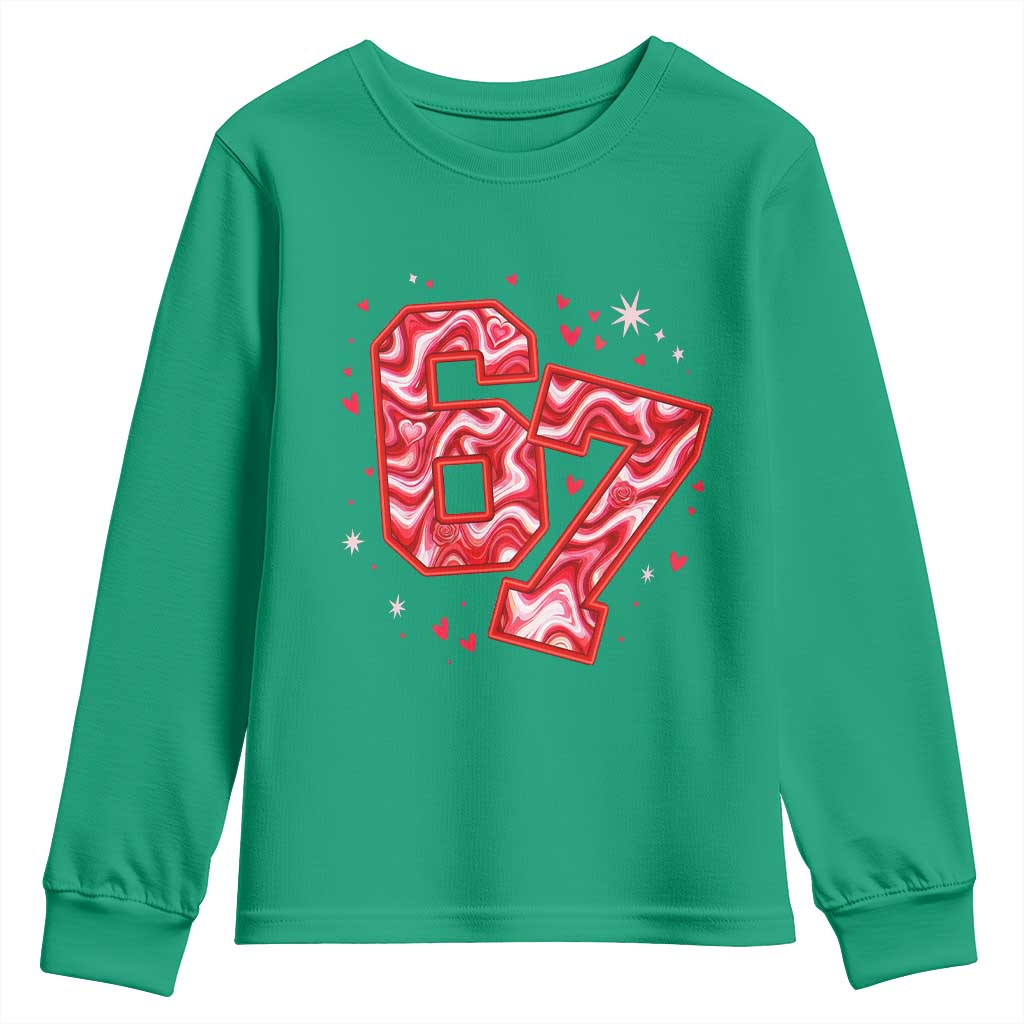 Glitch Swirl Effect Printed Six Seven Meme Youth Sweatshirt Valentines Day Gift TS12 Irish Green Print Your Wear
