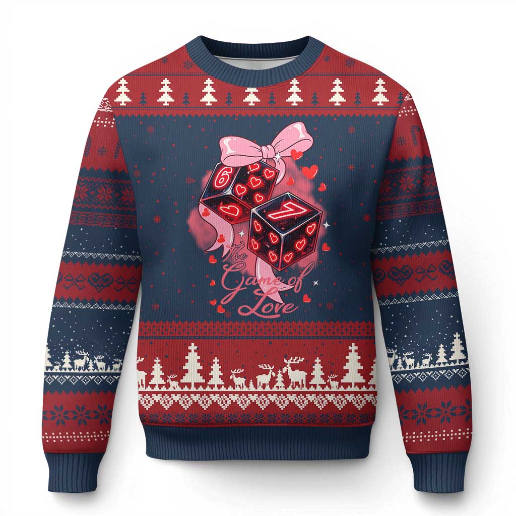 Funny The Game Of Love Six Seven Dice Meme Ugly Christmas Sweater TS12 Navy Red Print Your Wear