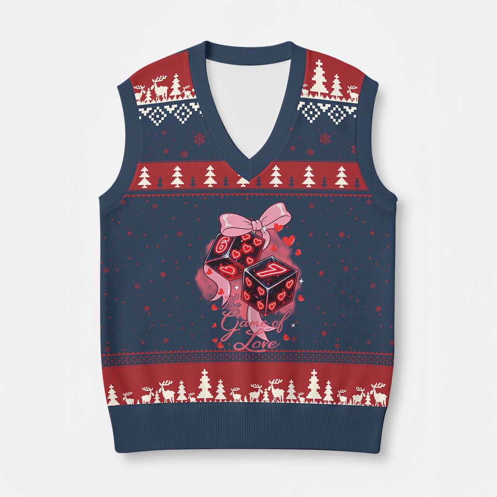 Funny The Game Of Love Six Seven Dice Meme V-Neck Knit Sweater Vest TS12 Navy Red Print Your Wear