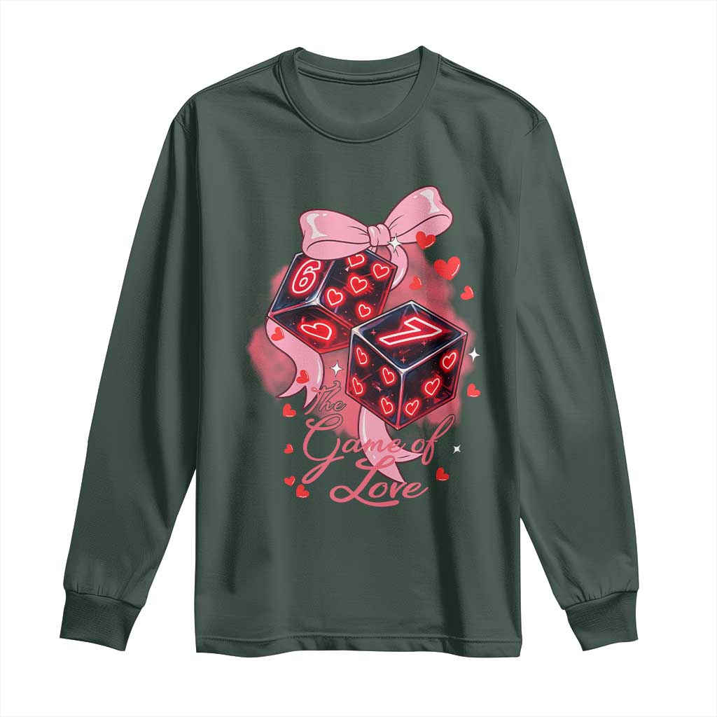 Funny The Game Of Love Six Seven Dice Meme Long Sleeve Shirt TS12 Dark Forest Green Print Your Wear