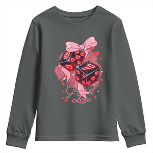 Funny The Game Of Love Six Seven Dice Meme Youth Sweatshirt TS12 Dark Heather Print Your Wear