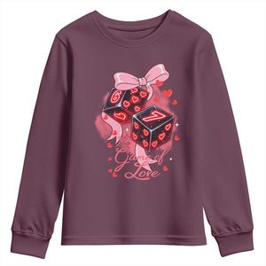 Funny The Game Of Love Six Seven Dice Meme Youth Sweatshirt TS12 Maroon Print Your Wear