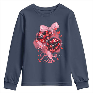 Funny The Game Of Love Six Seven Dice Meme Youth Sweatshirt TS12 Navy Print Your Wear