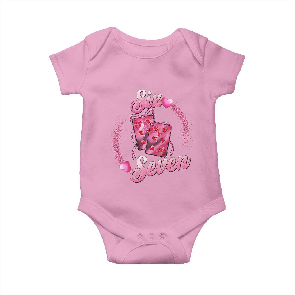 Playing Cards 67 Of Hearts Baby Onesie Six Seven Valentine Meme TS12 Light Pink Print Your Wear