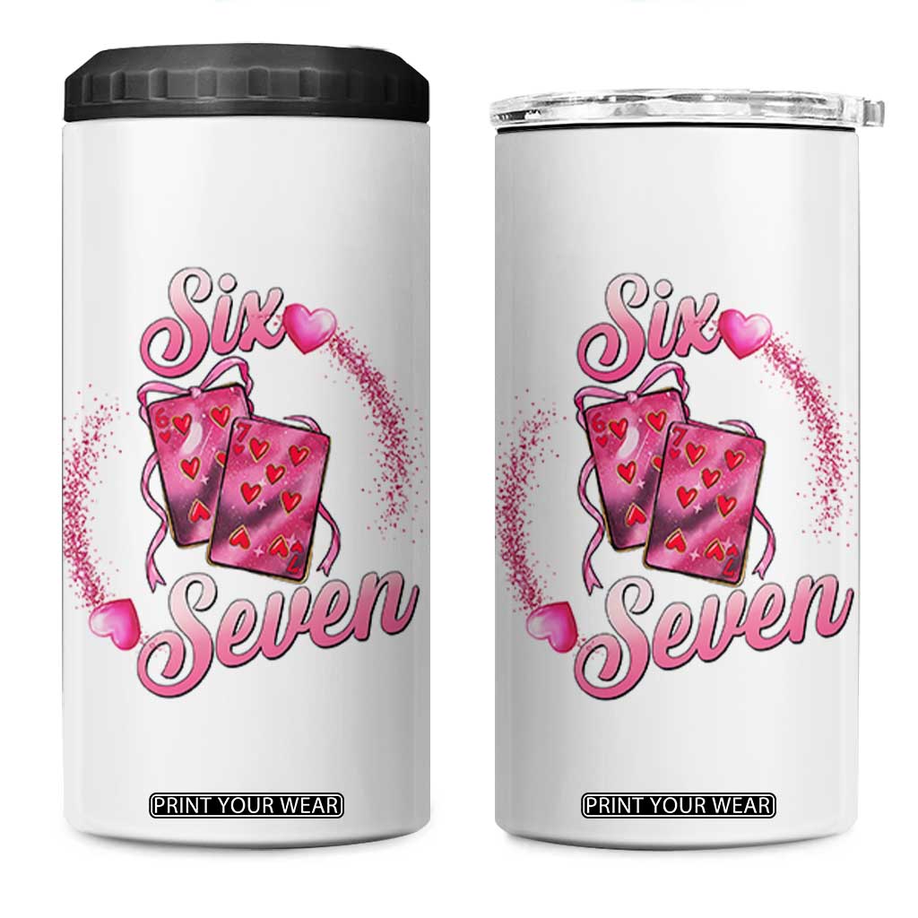 Playing Cards 67 Of Hearts 4 in 1 Can Cooler Tumbler Six Seven Valentine Meme TS12 One Size: 16 oz White Print Your Wear