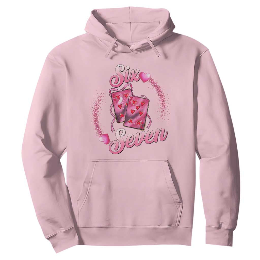 Playing Cards 67 Of Hearts Hoodie Six Seven Valentine Meme TS12 Light Pink Print Your Wear