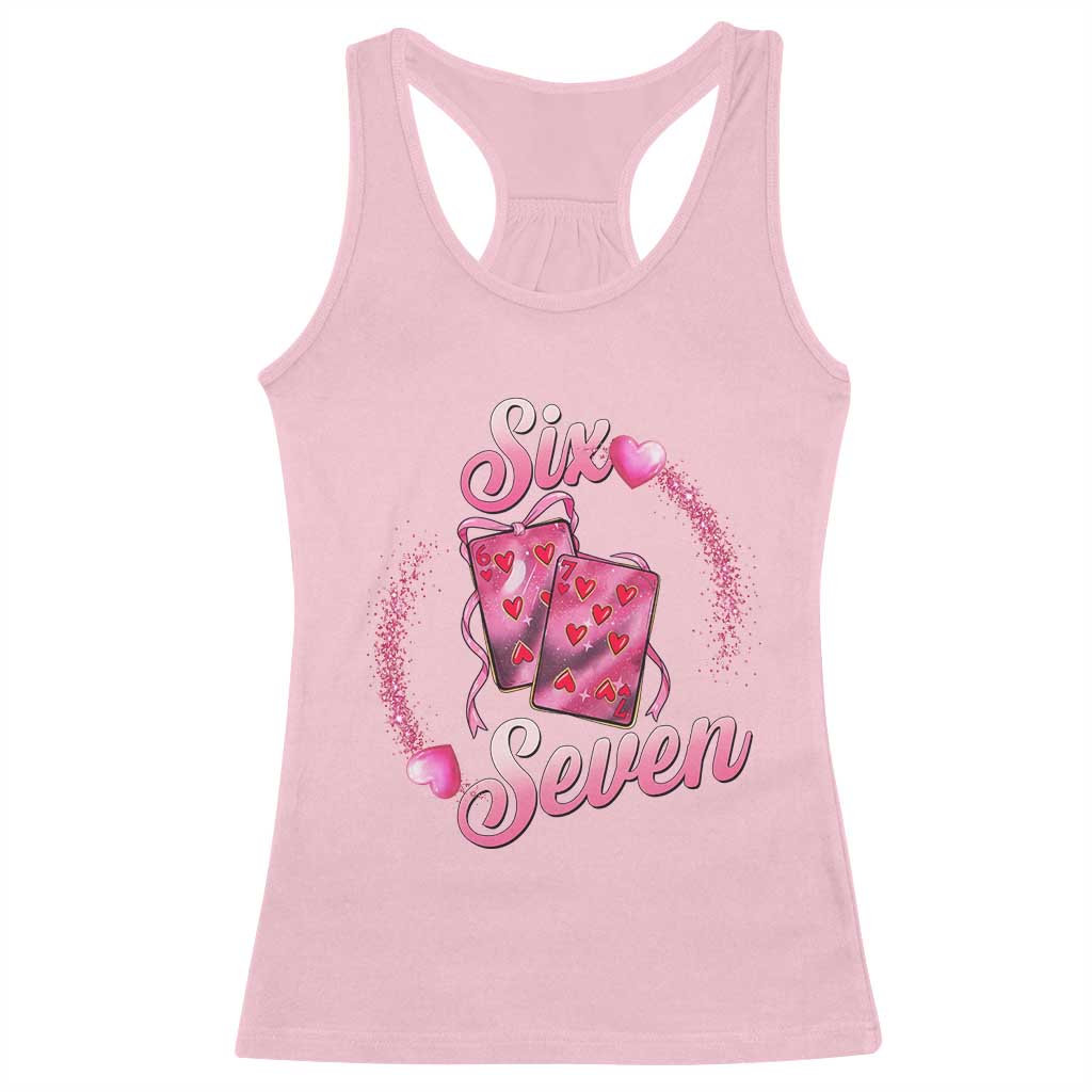 Playing Cards 67 Of Hearts Racerback Tank Top Six Seven Valentine Meme TS12 Light Pink Print Your Wear
