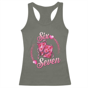 Playing Cards 67 Of Hearts Racerback Tank Top Six Seven Valentine Meme TS12 Military Green Print Your Wear