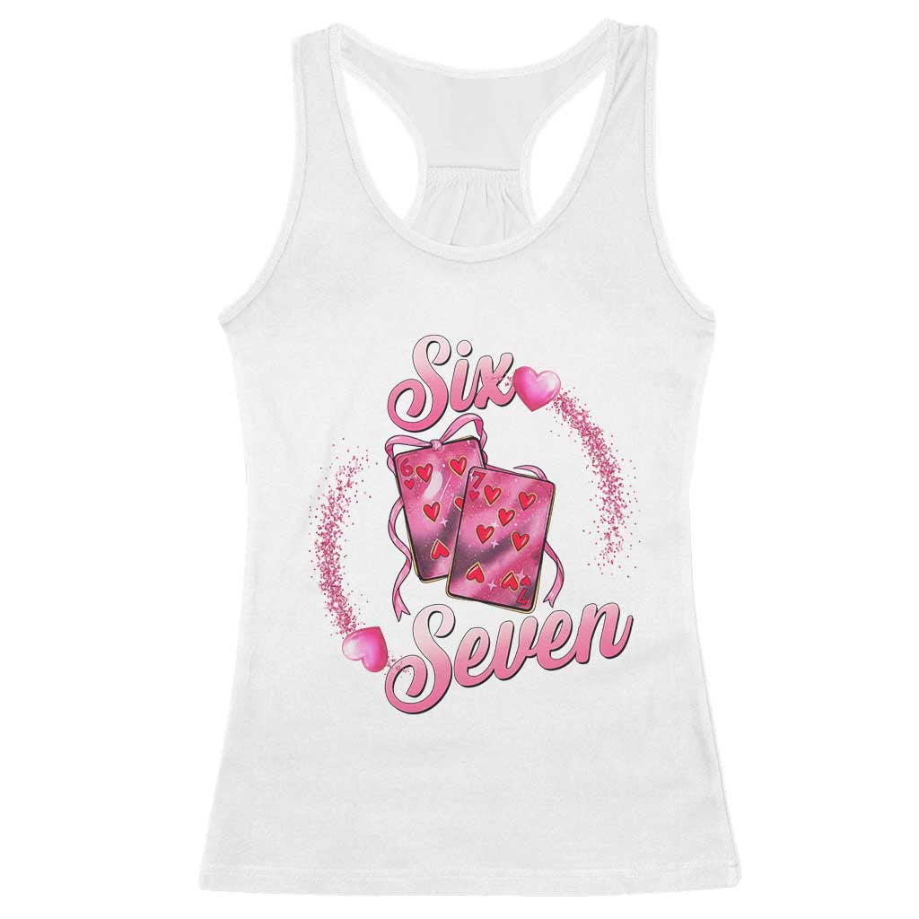 Playing Cards 67 Of Hearts Racerback Tank Top Six Seven Valentine Meme TS12 White Print Your Wear