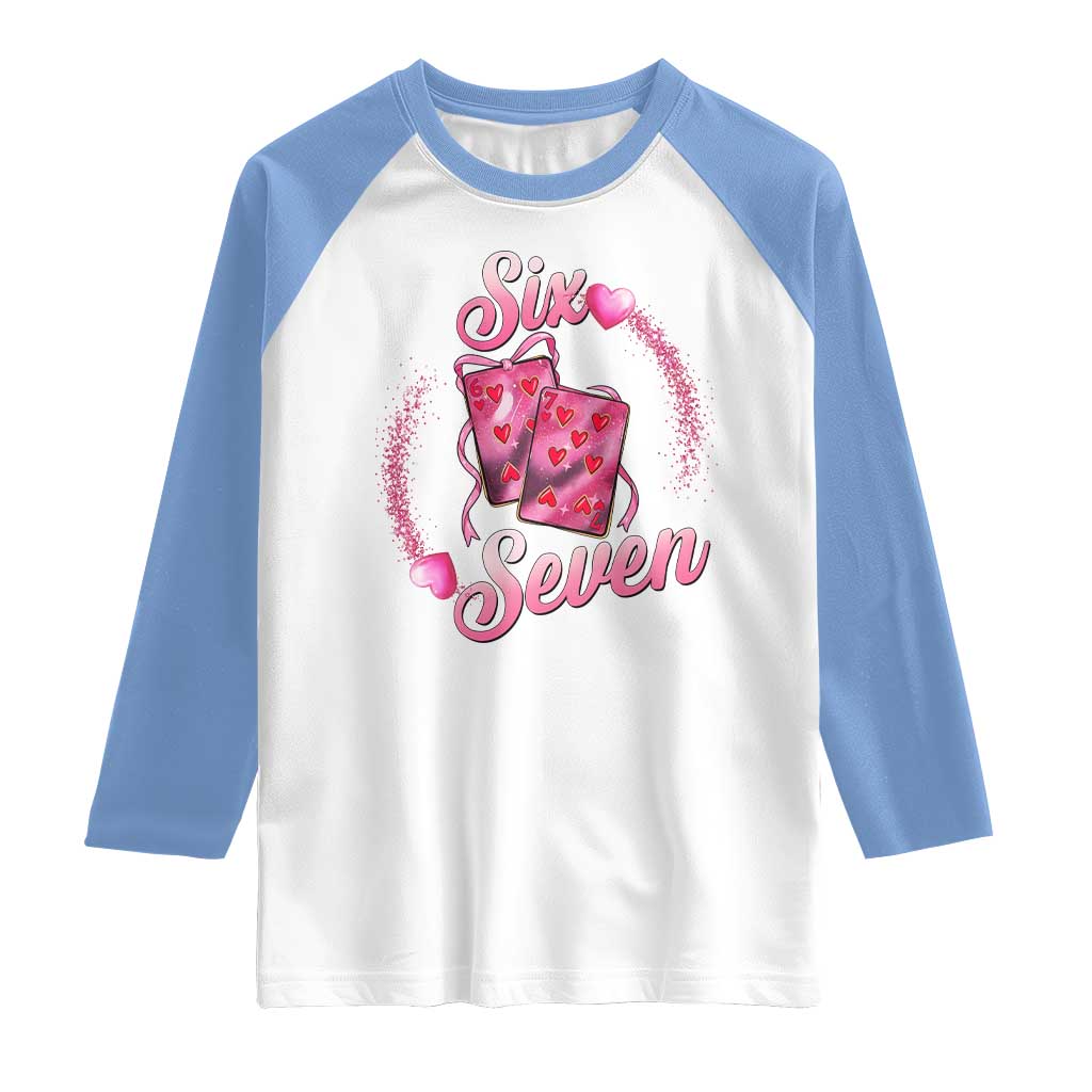 Playing Cards 67 Of Hearts Raglan Shirt Six Seven Valentine Meme TS12 White Carolina Blue Print Your Wear