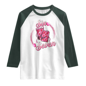 Playing Cards 67 Of Hearts Raglan Shirt Six Seven Valentine Meme TS12 White Dark Forest Green Print Your Wear