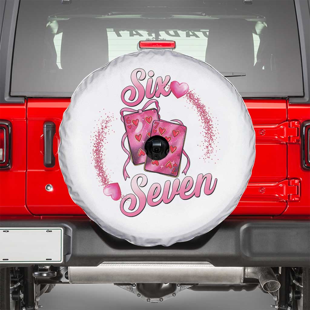 Playing Cards 67 Of Hearts Spare Tire Cover Six Seven Valentine Meme TS12 White Print Your Wear