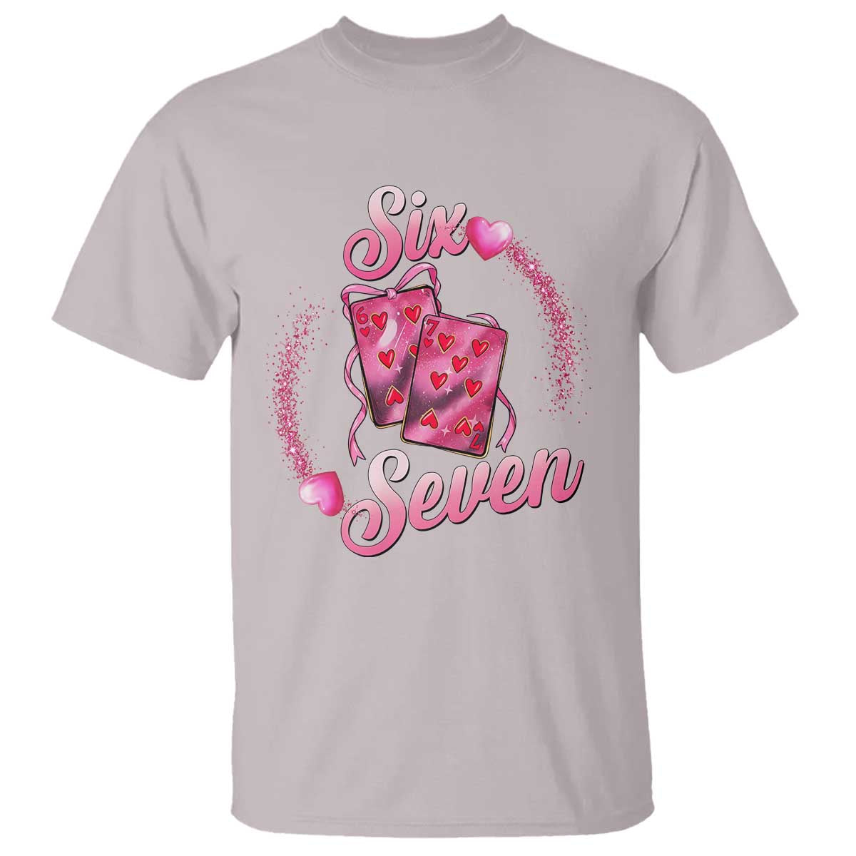 Playing Cards 67 Of Hearts T Shirt Six Seven Valentine Meme TS12 Ice Gray Print Your Wear