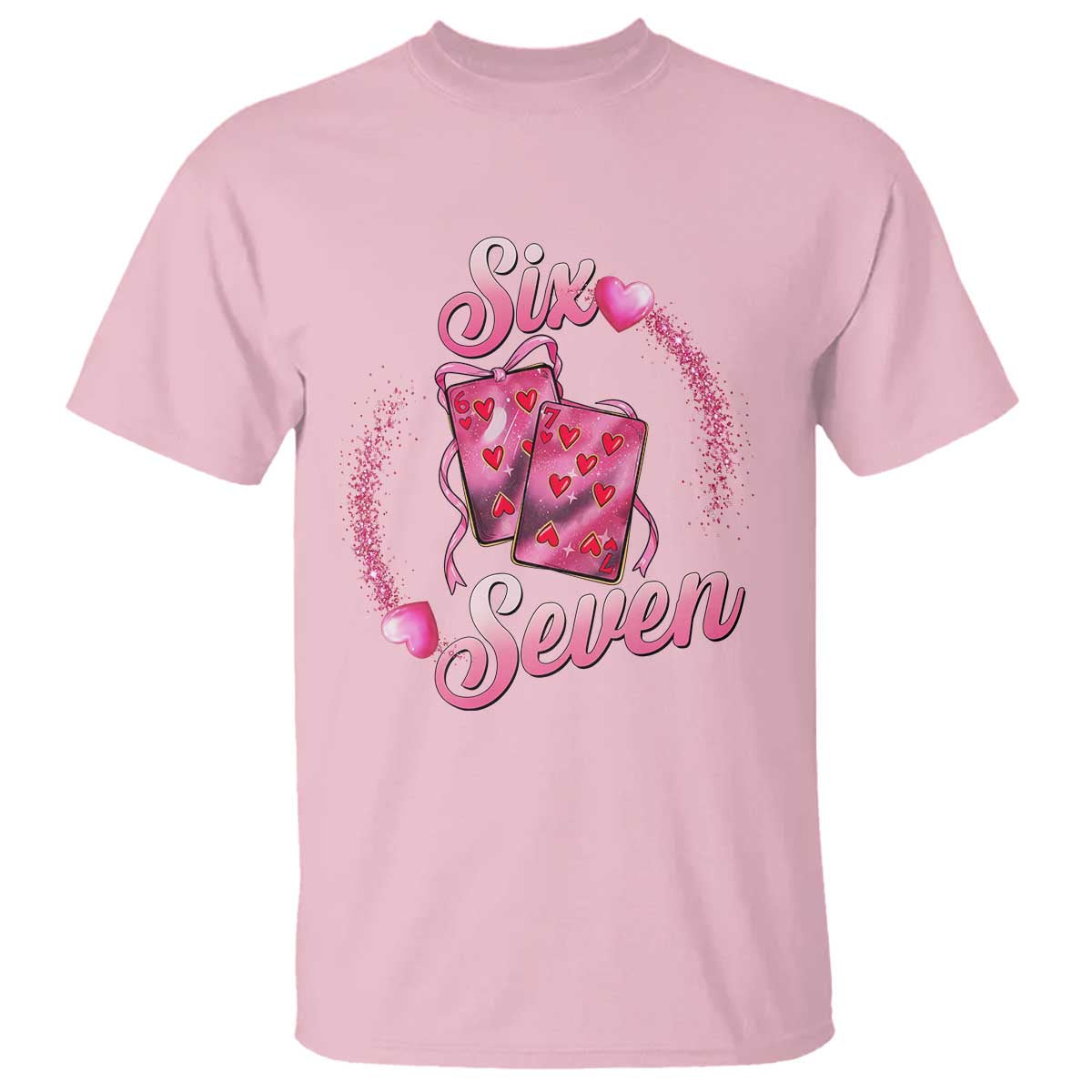 Playing Cards 67 Of Hearts T Shirt Six Seven Valentine Meme TS12 Light Pink Print Your Wear