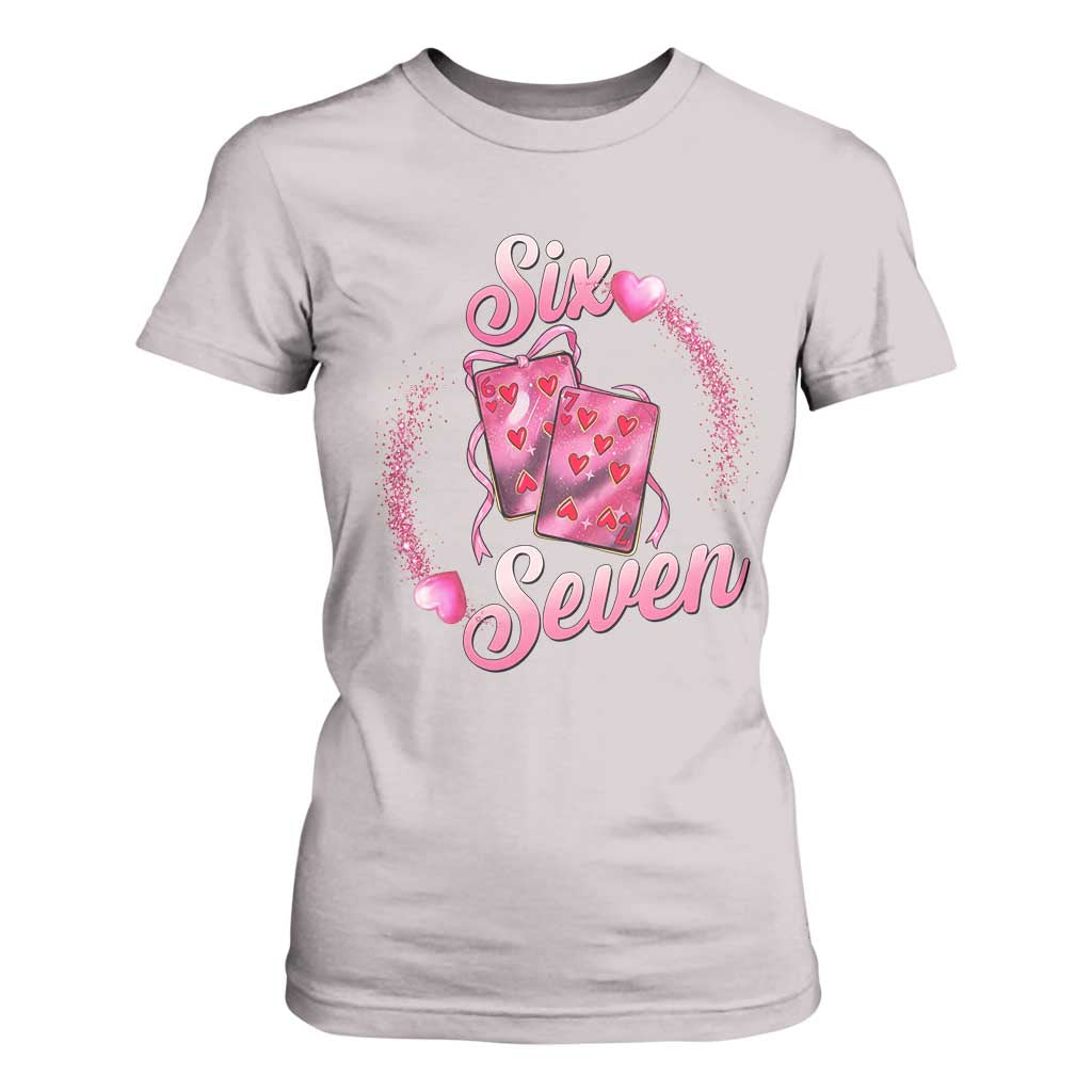 Playing Cards 67 Of Hearts T Shirt For Women Six Seven Valentine Meme TS12 Ice Gray Print Your Wear