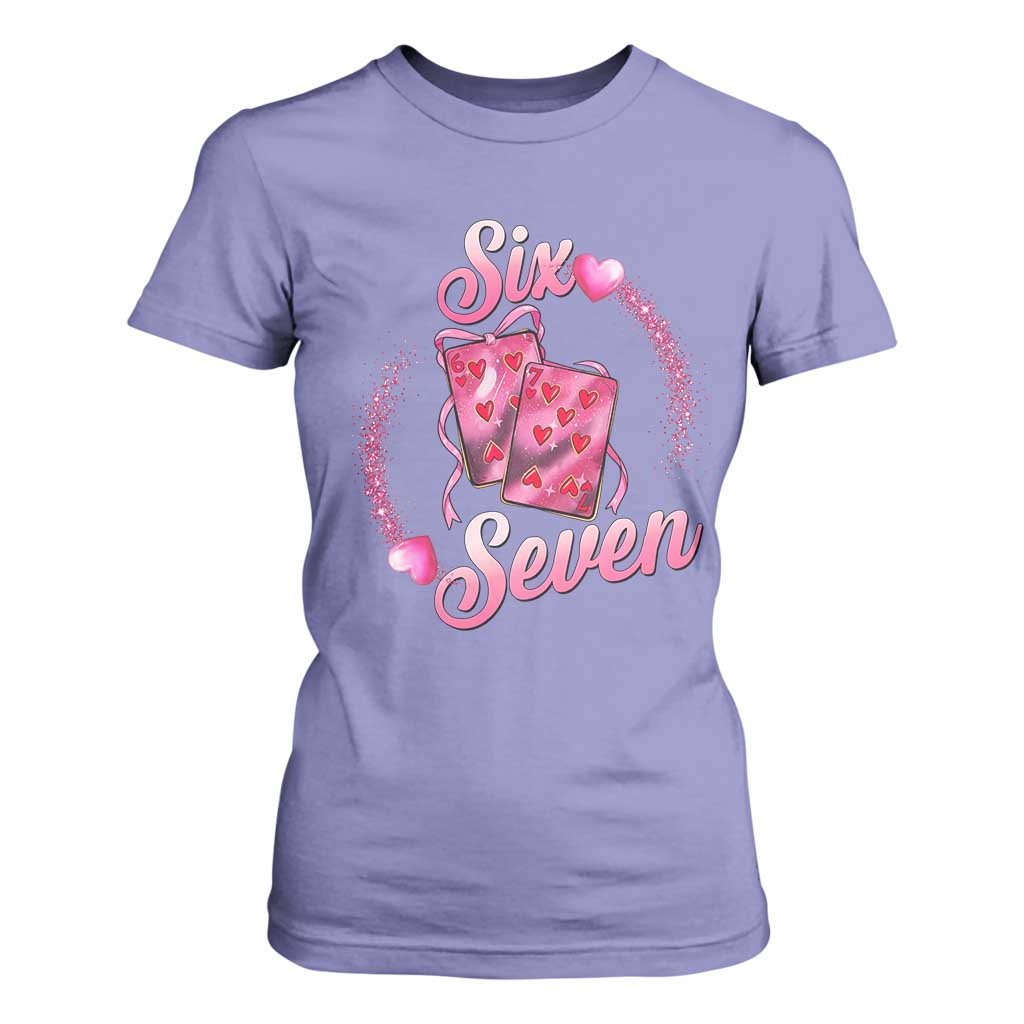 Playing Cards 67 Of Hearts T Shirt For Women Six Seven Valentine Meme TS12 Violet Print Your Wear