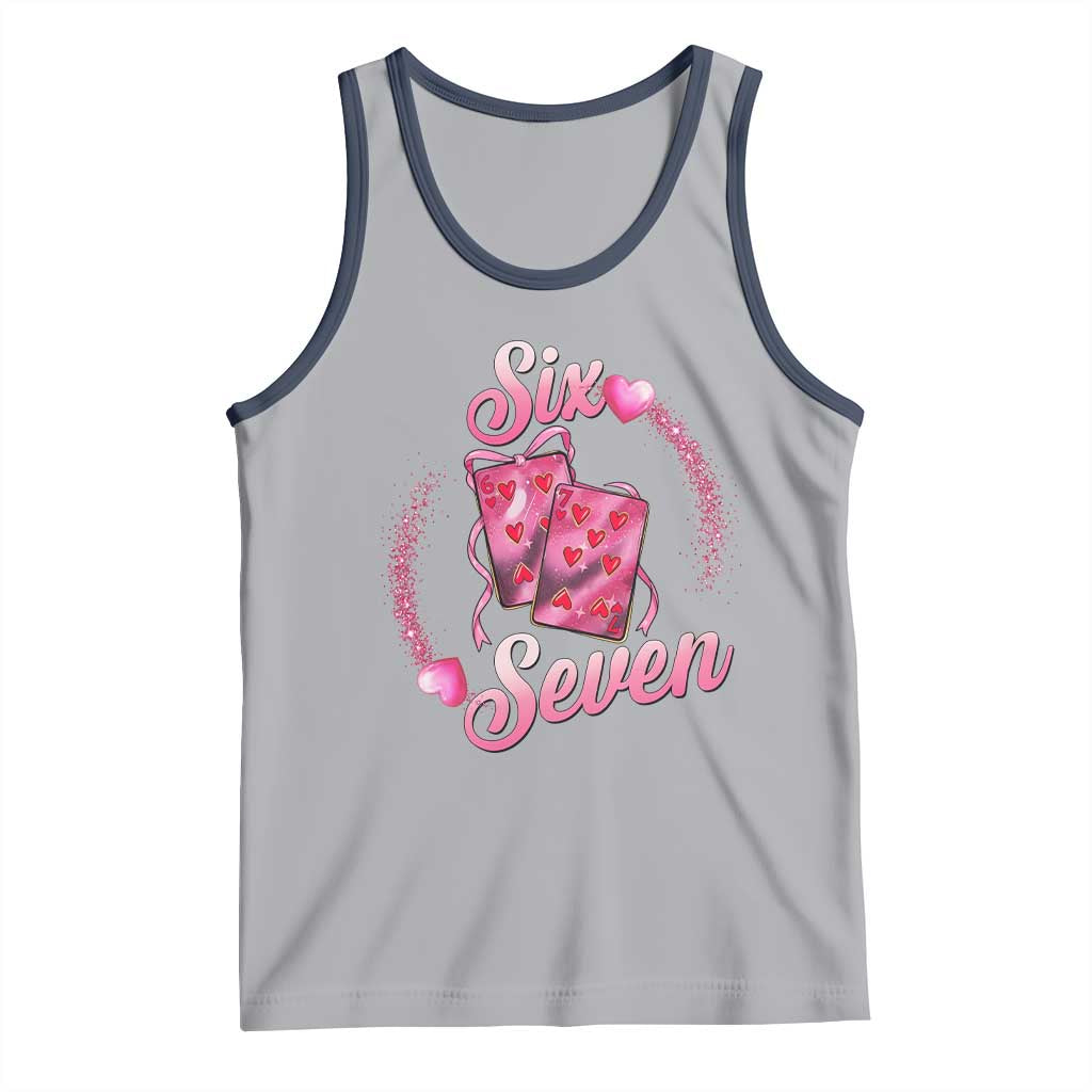 Playing Cards 67 Of Hearts Tank Top Six Seven Valentine Meme TS12 Athletic Heather Navy Print Your Wear