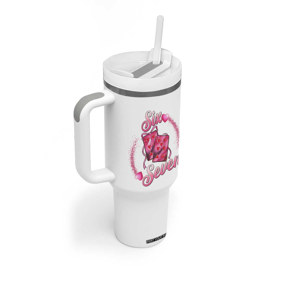 Playing Cards 67 Of Hearts Tumbler With Handle Six Seven Valentine Meme TS12 Print Your Wear