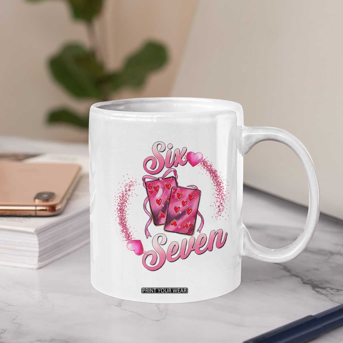 Playing Cards 67 Of Hearts Coffee Mug Six Seven Valentine Meme TS12 Print Your Wear