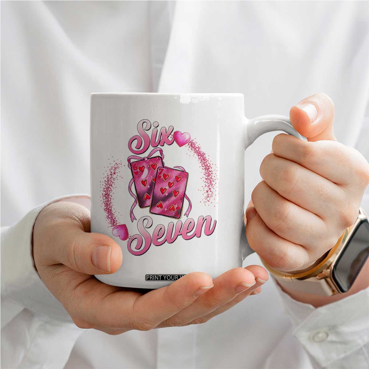 Playing Cards 67 Of Hearts Coffee Mug Six Seven Valentine Meme TS12 Print Your Wear