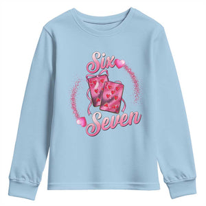 Playing Cards 67 Of Hearts Youth Sweatshirt Six Seven Valentine Meme TS12 Light Blue Print Your Wear