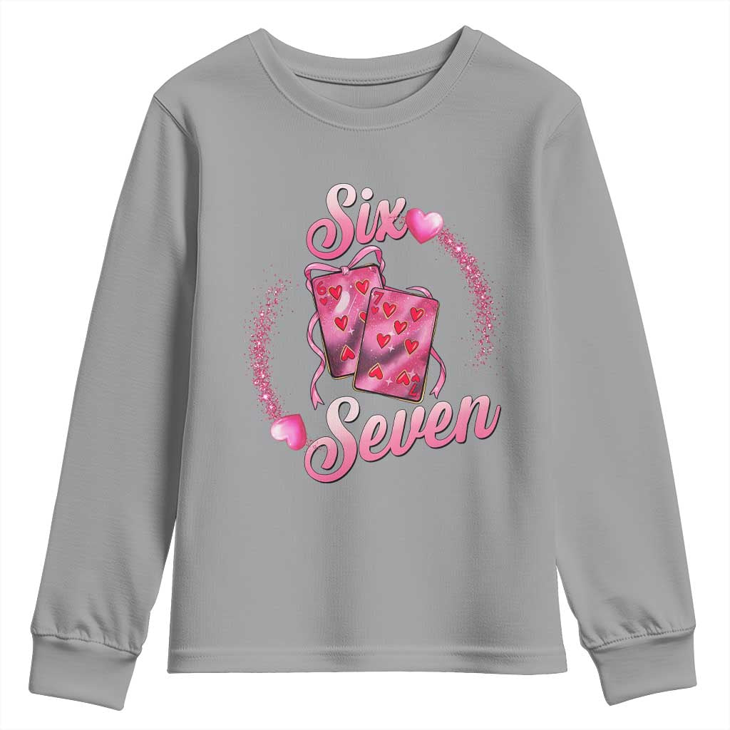 Playing Cards 67 Of Hearts Youth Sweatshirt Six Seven Valentine Meme TS12 Sport Gray Print Your Wear