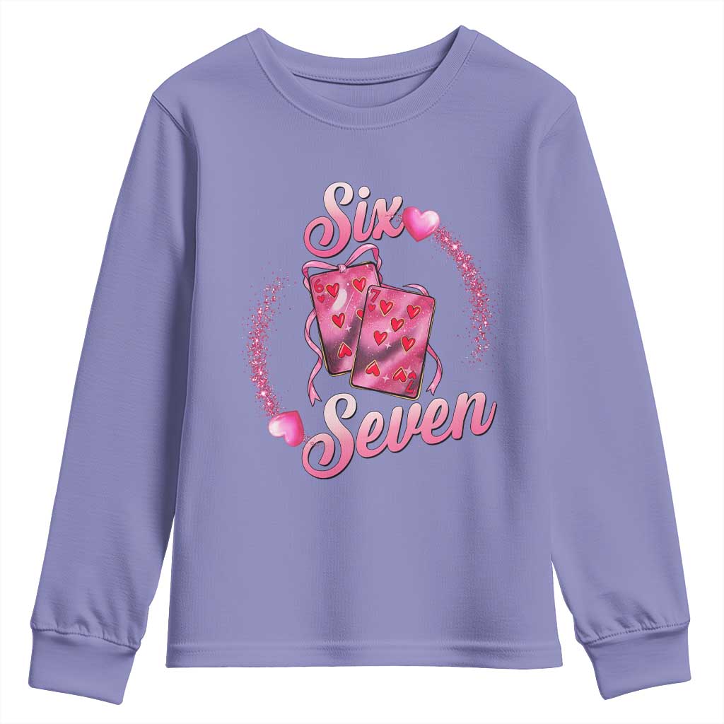 Playing Cards 67 Of Hearts Youth Sweatshirt Six Seven Valentine Meme TS12 Violet Print Your Wear