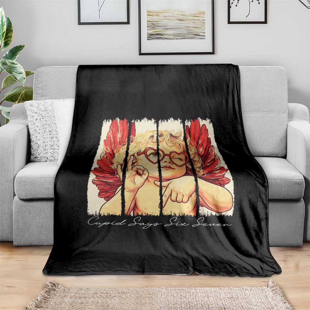 Retro Cupid Says Six Seven Throw Blanket 67 Valentines Day TS12 Print Your Wear