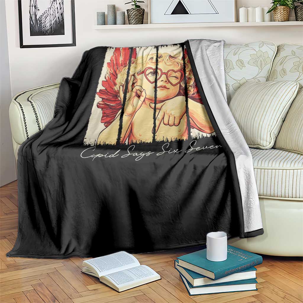 Retro Cupid Says Six Seven Throw Blanket 67 Valentines Day TS12 Print Your Wear