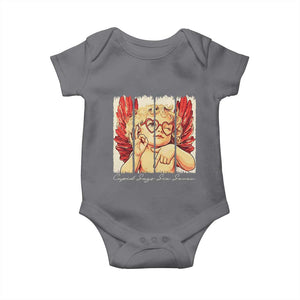 Retro Cupid Says Six Seven Baby Onesie 67 Valentines Day TS12 Charcoal Print Your Wear