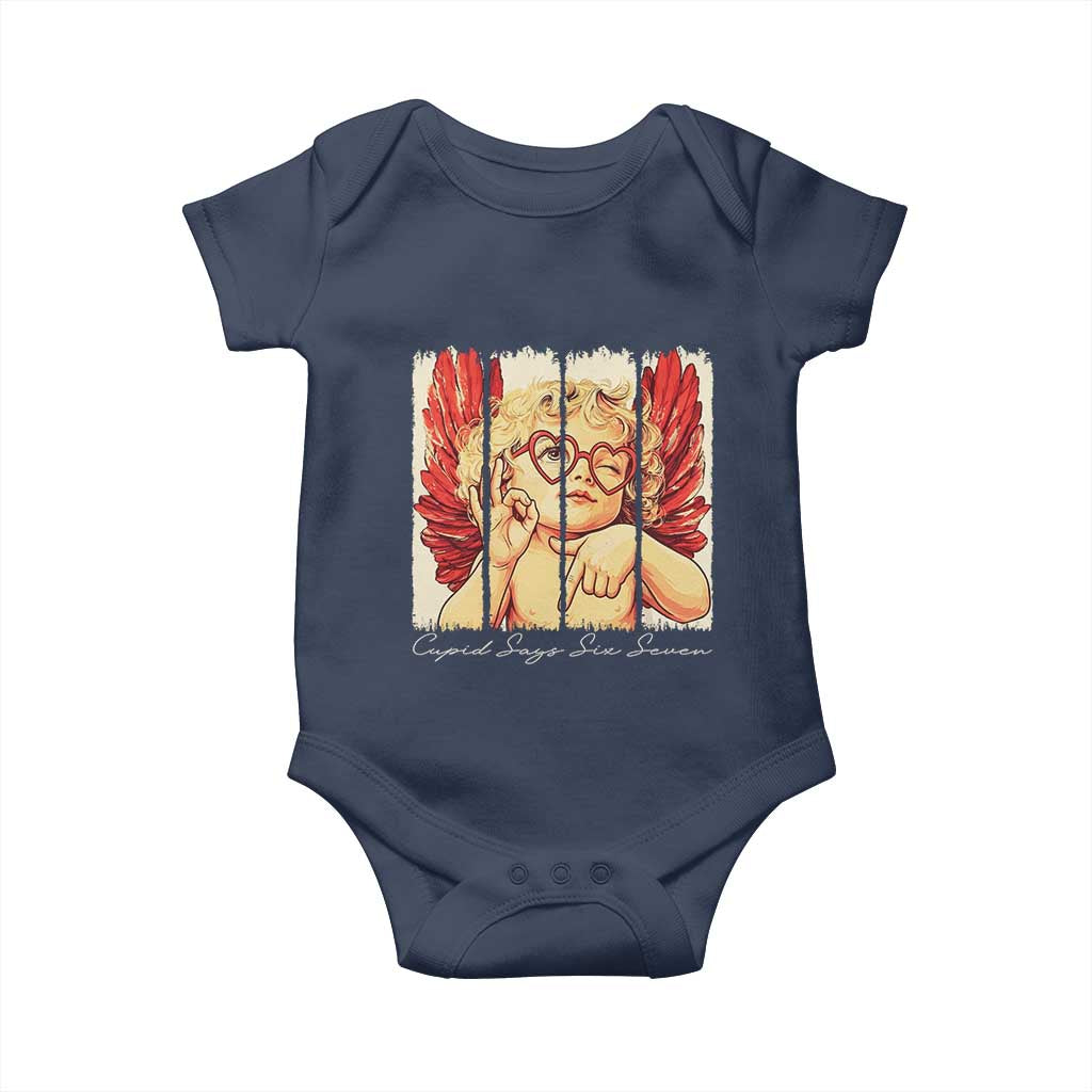 Retro Cupid Says Six Seven Baby Onesie 67 Valentines Day TS12 Navy Print Your Wear