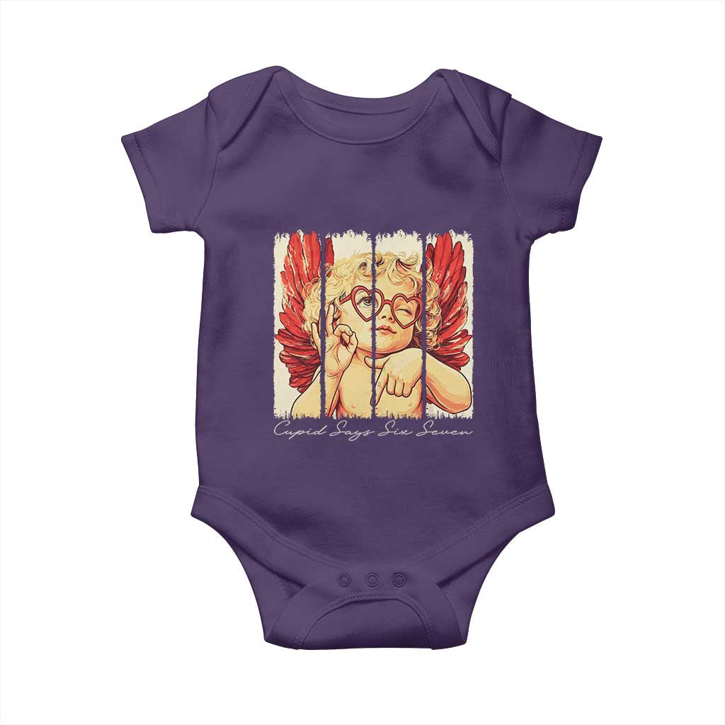 Retro Cupid Says Six Seven Baby Onesie 67 Valentines Day TS12 Purple Print Your Wear