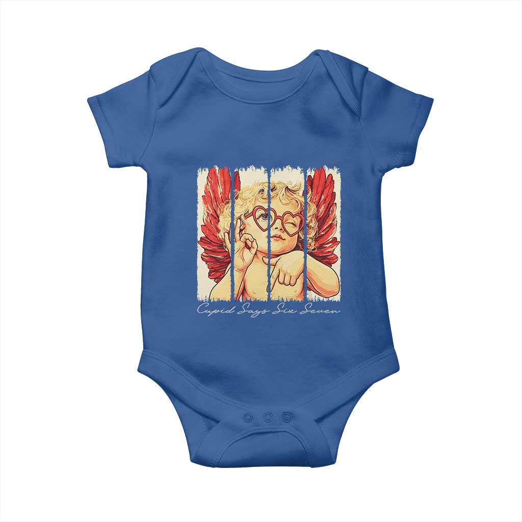 Retro Cupid Says Six Seven Baby Onesie 67 Valentines Day TS12 Royal Blue Print Your Wear