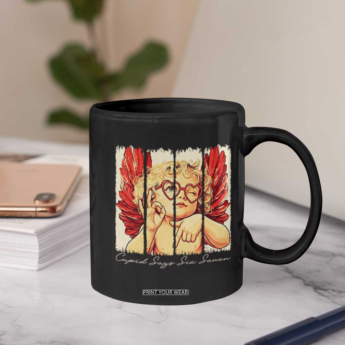 Retro Cupid Says Six Seven Coffee Mug 67 Valentines Day TS12 Print Your Wear