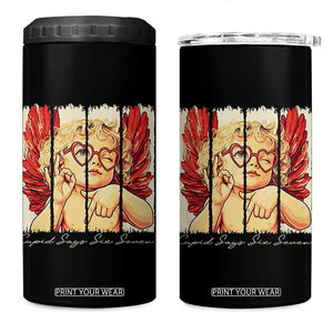 Retro Cupid Says Six Seven 4 in 1 Can Cooler Tumbler 67 Valentines Day TS12 One Size: 16 oz Black Print Your Wear